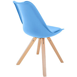 Decoshop26 Chaise de salle à manger x1 style scandinave assise en plastique bleu et pieds carrés en bois clair 10_0001457 pas cher