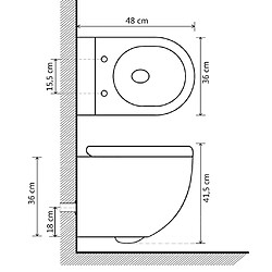 vidaXL Toilette suspendue au mur sans rebord Céramique Blanc pas cher