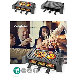 NEDIS Appareil Raclette-Grill-amovible anti adhésive, 1000 W, Inclus : 6 poêlons, Noire cadeau de noël