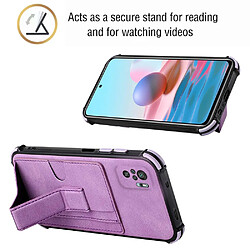 Coque en TPU + PU anti-chute, avec béquille et porte-cartes violet pour votre Xiaomi Redmi Note 10 4G/Note 10S