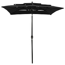 ComfortXL Parasol à 3 Niveaux Avec Mât En Aluminium Noir 2x2 M