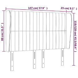 Acheter vidaXL Tête de lit avec oreilles Marron foncé 147x23x118/128 cm Tissu