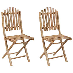 Maison Chic Lot de 2 Chaises pliables de jardin avec coussins - Fauteuil d'extérieur Bambou -MN99836 