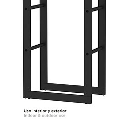 Range-Bûches d'Intérieur Kekai Rack I 40x25x100 cm Rangement à Bois avec Structure en Acier Galvanisé, Couleur Noir pas cher