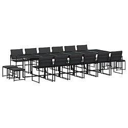 vidaXL Ensemble à manger de jardin avec coussins 17 pcs noir textilène