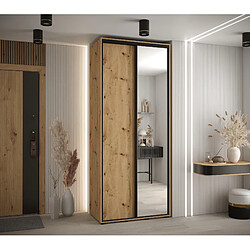 Abiks Meble Armoire à portes coulissantes Davos 3 235.2 x 110 x 60 2 portes coulissante (Chêne artisan/Chêne artisan/Noir)