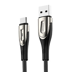 Wewoo Câble USB S-M411 Série Sharp 3A Interface USB-C / Type-C Charge + Transmission Câble de données tressé en nylon avec témoin lumineux forme de gouttelongueur de câble 1,2 m Noir