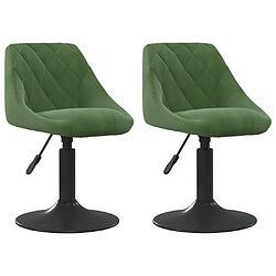 vidaXL Chaises pivotantes à manger lot de 2 vert foncé velours