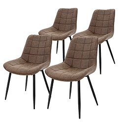 ML-Design Lot de 4 chaises de salle à manger Chaise de salon Chaise de cuisine Marron simili cuir PU