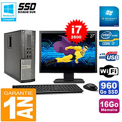 PC DELL 990 SFF Core I7-2600 Ram 16Go Disque 960Go SSD Graveur Wifi W7 Ecran 27" - Occasion