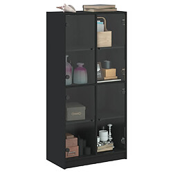 Acheter vidaXL Buffet haut avec portes noir 68x37x142 cm bois d'ingénierie