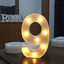 Wewoo Guirlande blanc Chiffre 9 lumière de décoration de forme, sèche chaude accrochante debout de vacances de de batterie