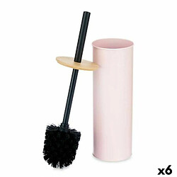 Berilo Brosse de salle de wc Rose Métal Bambou Plastique 9,5 X 27 X 9,5 cm (6 Unités)