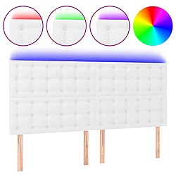 vidaXL Tête de lit à LED Blanc 180x5x118/128 cm Similicuir