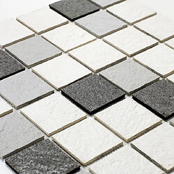 U-Tile Mosaïque mixte résine & pierre 100 x 50 cm - carreau 5 x 5 cm mixte pierre et résine blanche