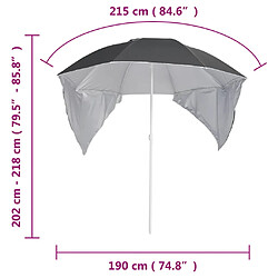 vidaXL Parasol de plage avec parois latérales anthracite 215 cm pas cher