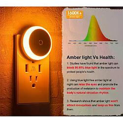 Veilleuse LED Smart Night Sensor Round Plug in Wall Night Lamp Bathroom Home Kitchen Hallway Staireway Bedroom Nightlight