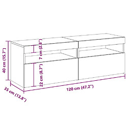 vidaXL Meubles TV 2 pcs avec lumières LED Chêne fumé 60x35x40 cm pas cher