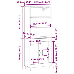 vidaXL Buffet haut Noir 69,5x34x180 cm Bois d'ingénierie pas cher