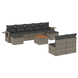 Maison Chic Salon de jardin avec coussins 10 pcs, Ensemble Tables et chaises de jardin, gris résine tressée -GKD792908