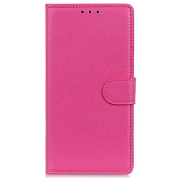 Etui en PU texture litchi, fermoir aimanté avec support rose pour votre Samsung Galaxy A23 5G