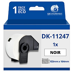 123Consommables Étiquettes compatibles Brother DK11247 - 103x164 mm - 180 unités - Texte noir sur fond blanc