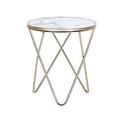 Beliani Table appoint effet marbre blanc et doré MERIDIAN II