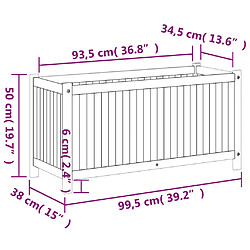 vidaXL Jardinière avec doublure 99,5x38x50 cm bois massif d'acacia pas cher