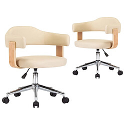 Maison Chic Lot de 2 Chaises pivotantes à manger | Fauteuil Chaise de cuisine crème similicuir -GKD79242