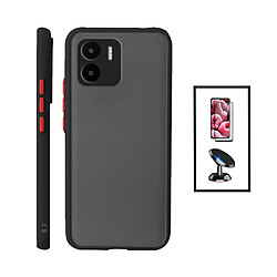 PHONECARE Kit Coque Anti Choque Caméra Protection + Film 5D Full Cover + Support Magnétique de Voiture Xiaomi Redmi A2 - Noir