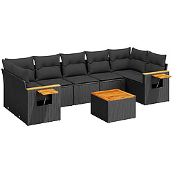 Maison Chic Ensemble Tables et chaises d'extérieur 8 pcs avec coussins,Salon de jardin noir résine tressée -GKD699839