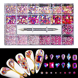 Acheter Strass 3D Diamant Gem Nail Art Décor DIY Artisanat Fabrication De Bijoux Rouge + Rose