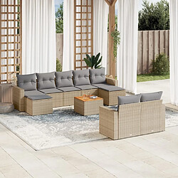 Maison Chic Ensemble Tables et chaises à dîner d'extérieur 10 pcs avec coussins,Salon de jardin mélange beige résine tressée -GKD398969