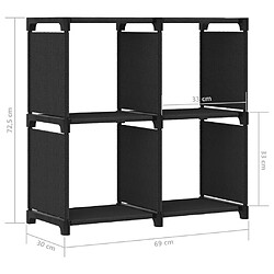 vidaXL Étagère d'affichage 4 cubes Noir 69x30x72,5 cm Tissu pas cher