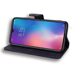 Wewoo Housse Coque Étui en cuir gaufré à Motif mollet plié design double avec fentes pour portefeuille et porte-cartes Xiaomi Mi 9 noir pas cher