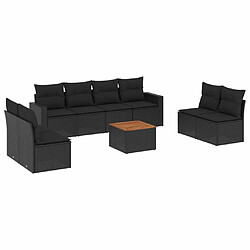 Maison Chic Salon de jardin 9 pcs avec coussins | Ensemble de Table et chaises | Mobilier d'Extérieur noir résine tressée -GKD39145