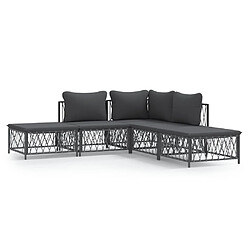 vidaXL Salon de jardin avec coussins 5 pcs anthracite acier