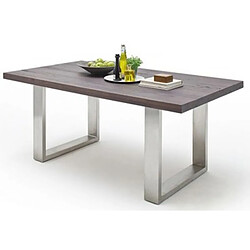 Table à manger en chêne massif teinté vielli laqué - L.180 x H.76 x P.100 cm -PEGANE-