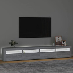 Avis Maison Chic Meubles TV avec lumières LED - Banc TV pour salon Sonoma gris 240x35x40 cm -MN58545