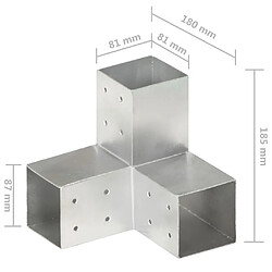 vidaXL Connecteurs de poteau 4 pcs Forme en Y Métal galvanisé 81x81 mm pas cher