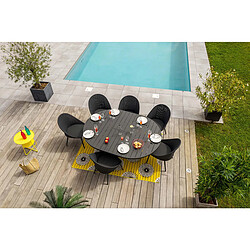 Table de jardin ronde en aluminium gris avec allonge papillon Palma avec 6 chaises Fuerte Ventura - Jardiline