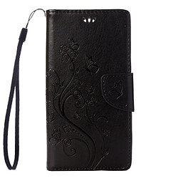 Wewoo Coque noir Wiko U Feel Lite Étui en cuir à rabats horizontaux à fleurs pressées avec boucle magnétique et Titulaire & Slots de cartes Portefeuille