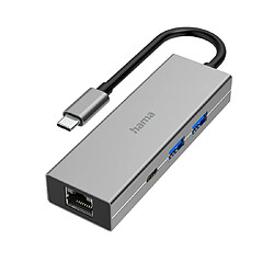 HAMA Hub USB-C, multiport, 4 ports, 2 USB-A, USB-C, LAN/Ethernet