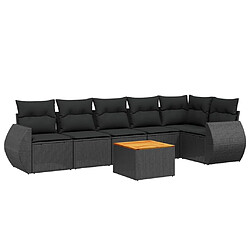 Maison Chic Salon de jardin 7 pcs avec coussins | Ensemble de Table et chaises | Mobilier d'Extérieur noir résine tressée -GKD38071