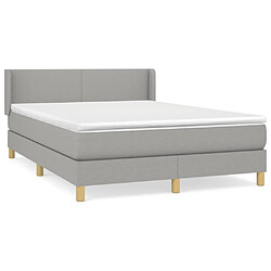 Maison Chic Lit Adulte - Lit simple Lit à sommier tapissier avec matelas moelleux - Meuble de Chambre - Gris clair 140x200cm Tissu -MN44625