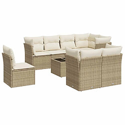 Maison Chic Salon de jardin avec coussins 9 pcs | Ensemble de Table et chaises | Mobilier d'Extérieur beige résine tressée -GKD46041