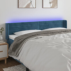 vidaXL Tête de lit à LED Bleu foncé 183x16x78/88 cm Velours