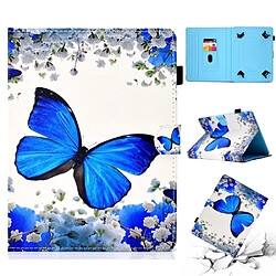 Etui en PU papillon et fleur blanche pour votre Apple iPad 9.7/Lenovo Tab 4 10 Plus etc