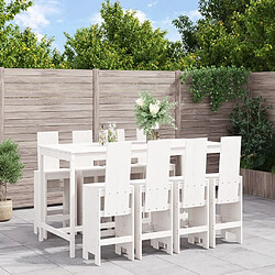 Maison Chic Table de bar et chaises d'extérieur 9 pcs,Ensemble de bar de jardin pour relax blanc bois de pin massif -GKD247650