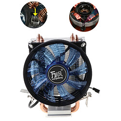 Universal Ventilateur à tube thermique en cuivre et système de refroidissement à lumière bleue, performance de dégagement du ventilateur(Bleu)